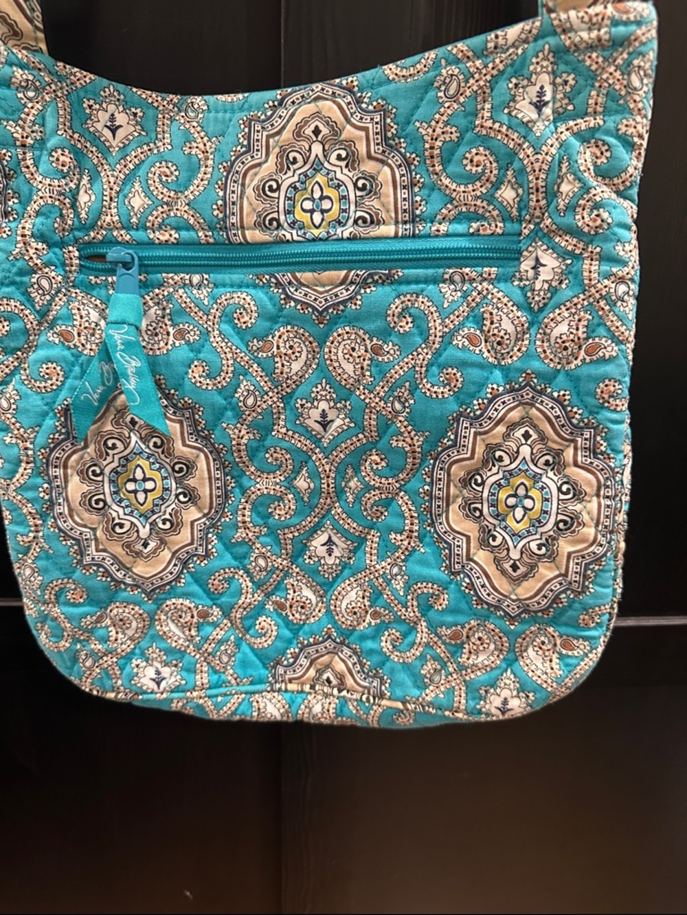 Vera Bradley Turquoise Paisley Quilted Crossbody Bag - Picture 10 of 12